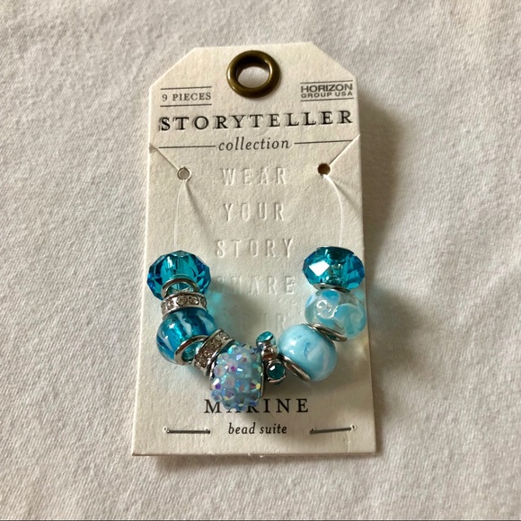 π Bracelet Bead Mix, New on card- 9 beads-Marine - Picture 2 of 3